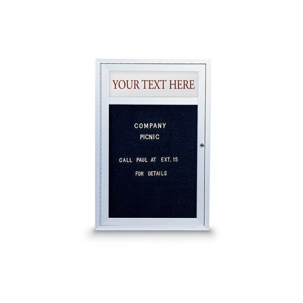 42"x32" 2-Door Enclosed Outdoor Letterboard, Hdr, Green Felt/Black
